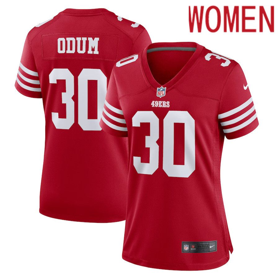 Women San Francisco 49ers #30 George Odum Nike Scarlet Game Player NFL Jersey->women nfl jersey->Women Jersey